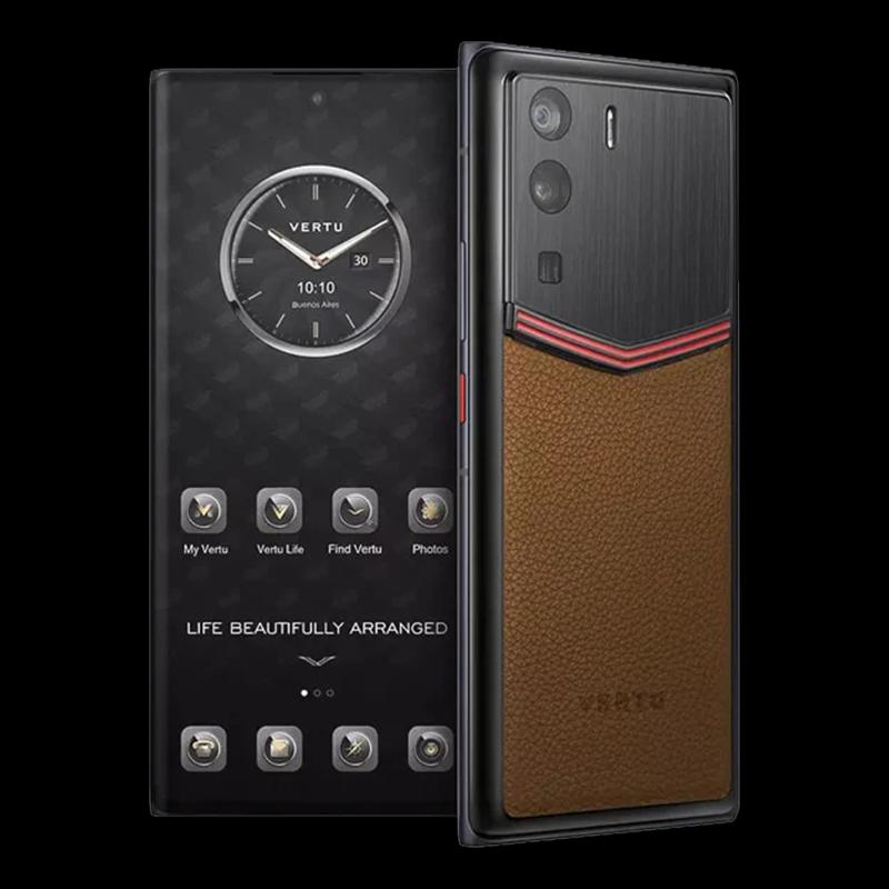 META VERTU ENAMELED CALF LEATHER BROWN