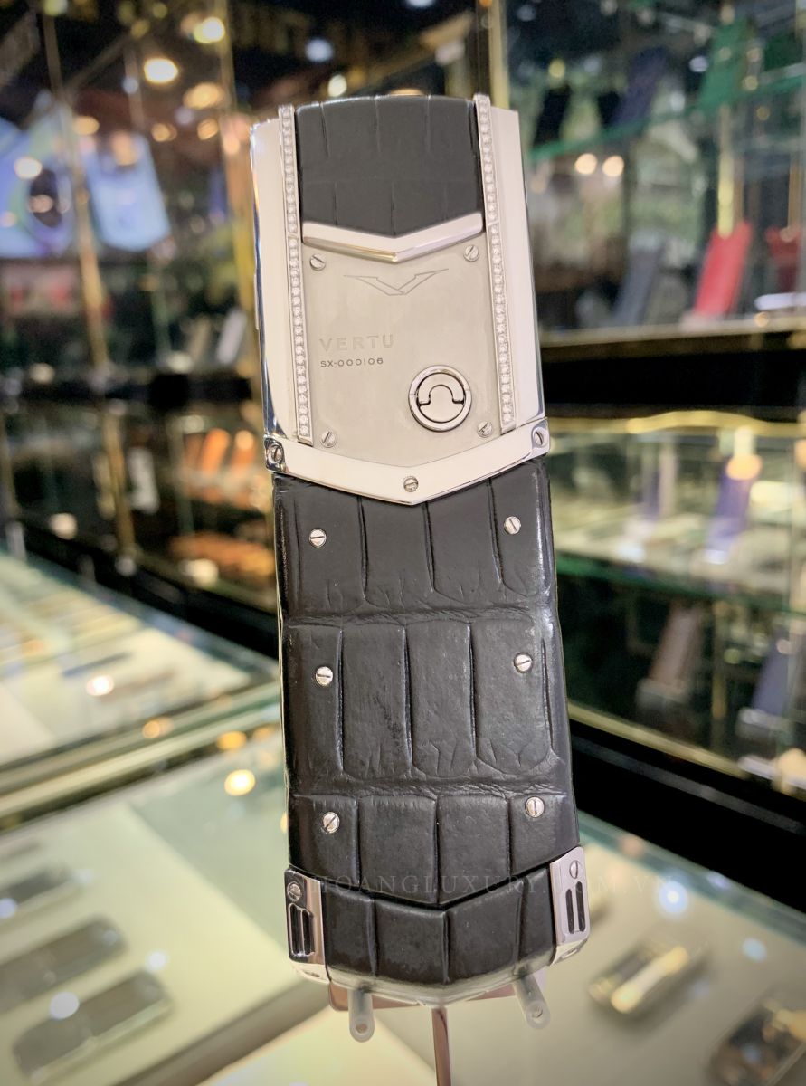 Vertu Signature S Black Alligator Skin Diamonds - 03