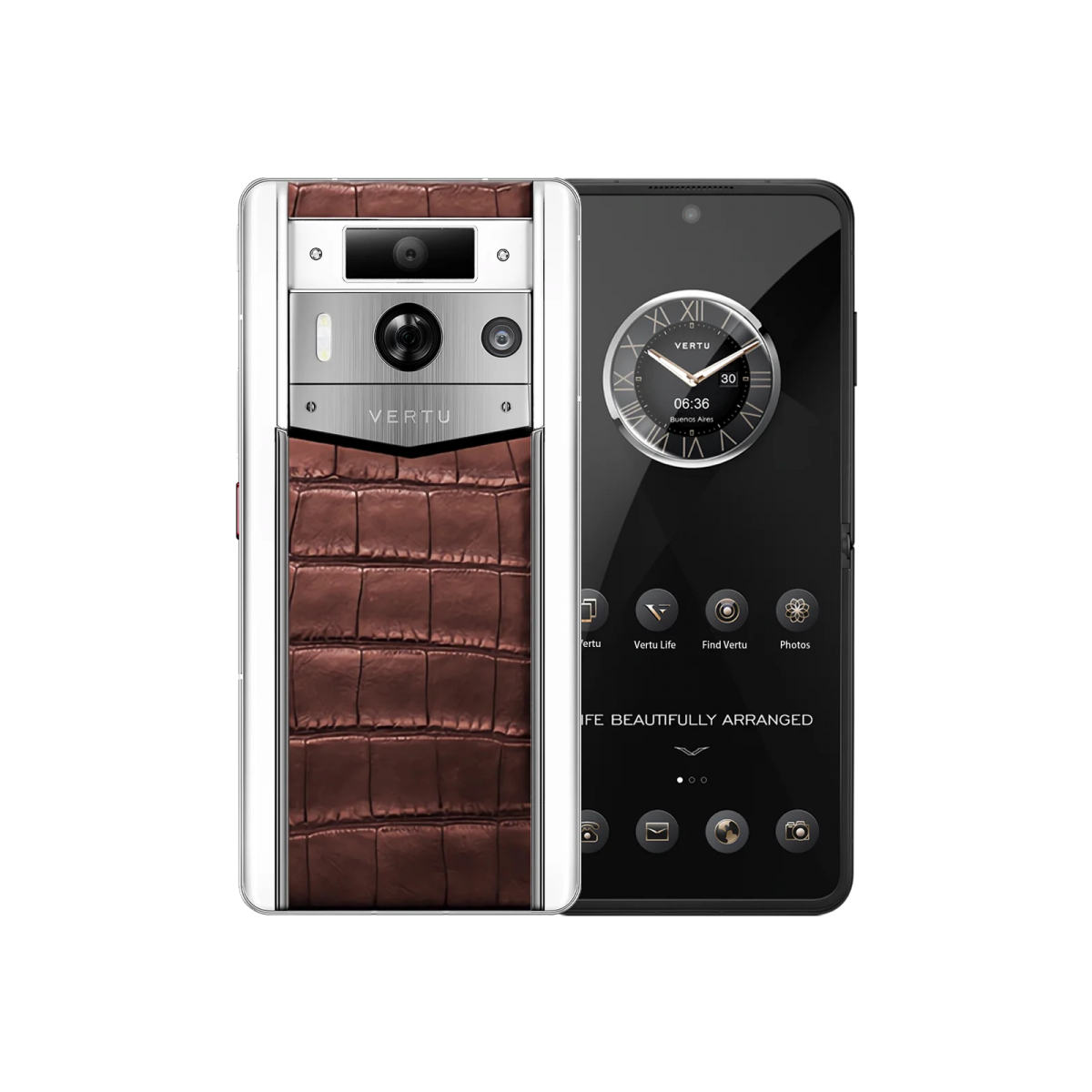 Metavertu 2 Max Screen White Alligator Skin Web3 AI Phone – Amber Brown