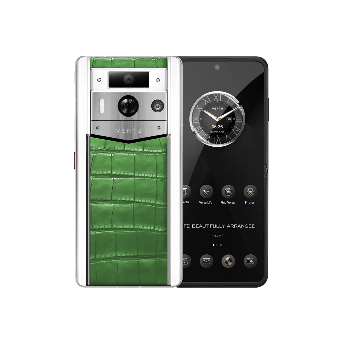 Metavertu 2 Max Screen White Alligator Skin Web3 AI Phone – Green 