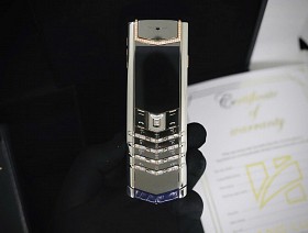 Vertu Signature S Pure Silver Blue Aligator Diamond