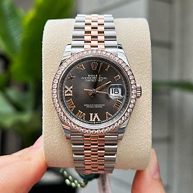 ĐỒNG HỒ ROLEX DATEJUST 36 126281RBR MẶT SỐ RHODIUM XÁM CỌC SỐ LA MÃ NIỀNG KIM ZIN HÃNG