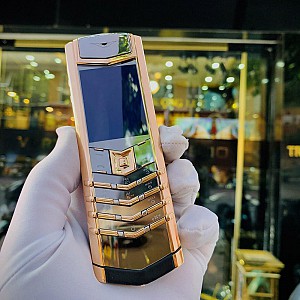 VERTU SIGNATURE S SILVER ROSE GOLD BÔNG HOA VÀNG TRONG LÀNG VERTU