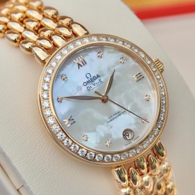Đồng hồ nữ Omega vàng khối kim cương zin SANG TRỌNG VÀ TINH TẾ